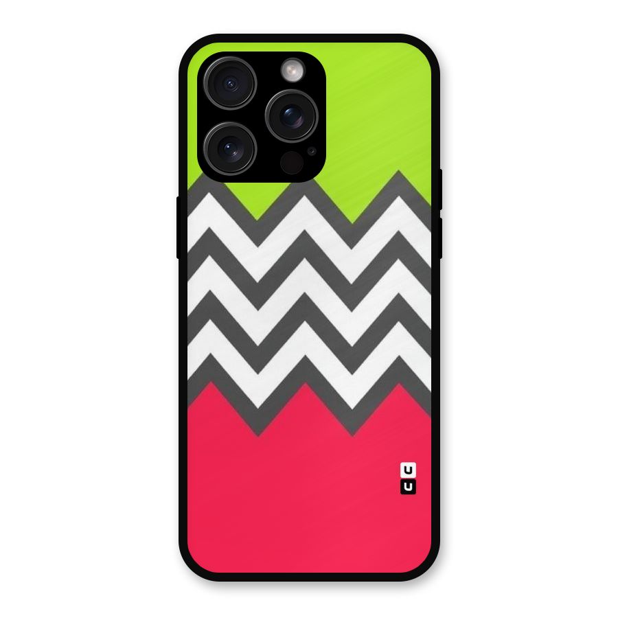 Cute Chevron Metal Back Case for iPhone 15 Pro Max