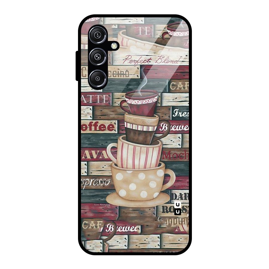 Cute Coffee Cups Glass Back Case for Galaxy M34 5G