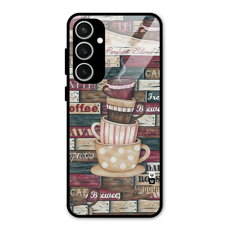 Cute Coffee Cups Glass Back Case for Galaxy S23 FE