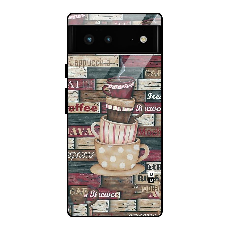 Cute Coffee Cups Glass Back Case for Google Pixel 6