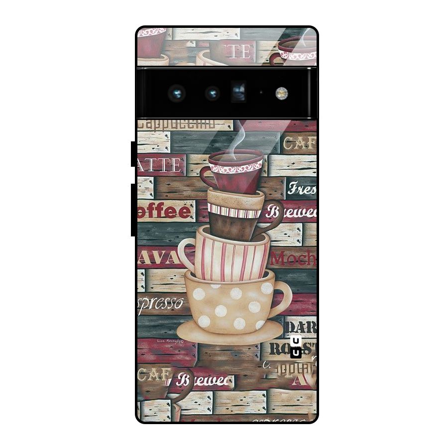 Cute Coffee Cups Glass Back Case for Google Pixel 6 Pro