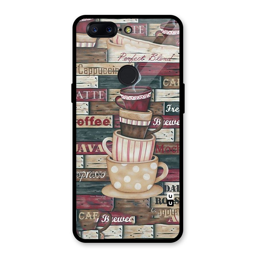 Cute Coffee Cups Glass Back Case for OnePlus 5T