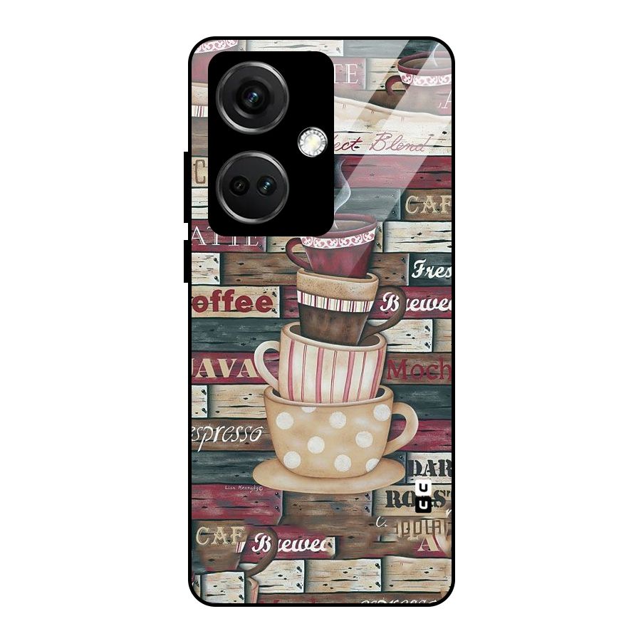 Cute Coffee Cups Glass Back Case for OnePlus Nord CE 3 5G
