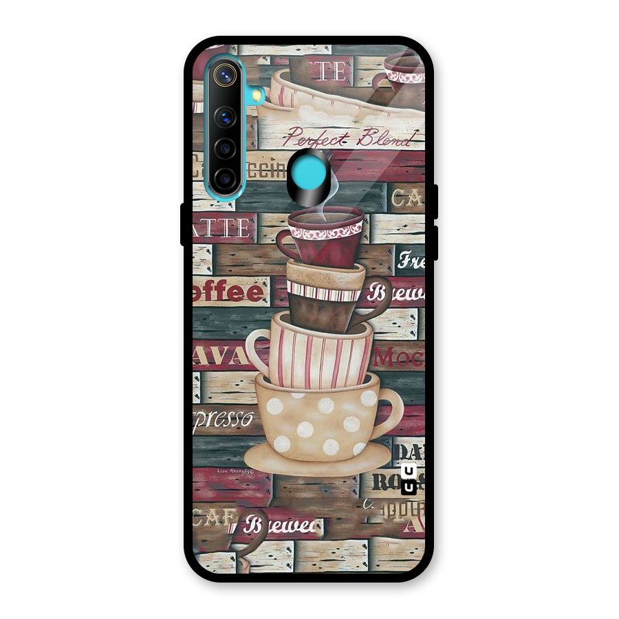 Cute Coffee Cups Glass Back Case for Realme 5i