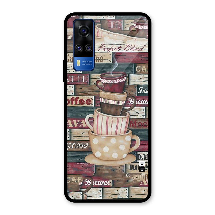 Cute Coffee Cups Glass Back Case for Vivo Y31