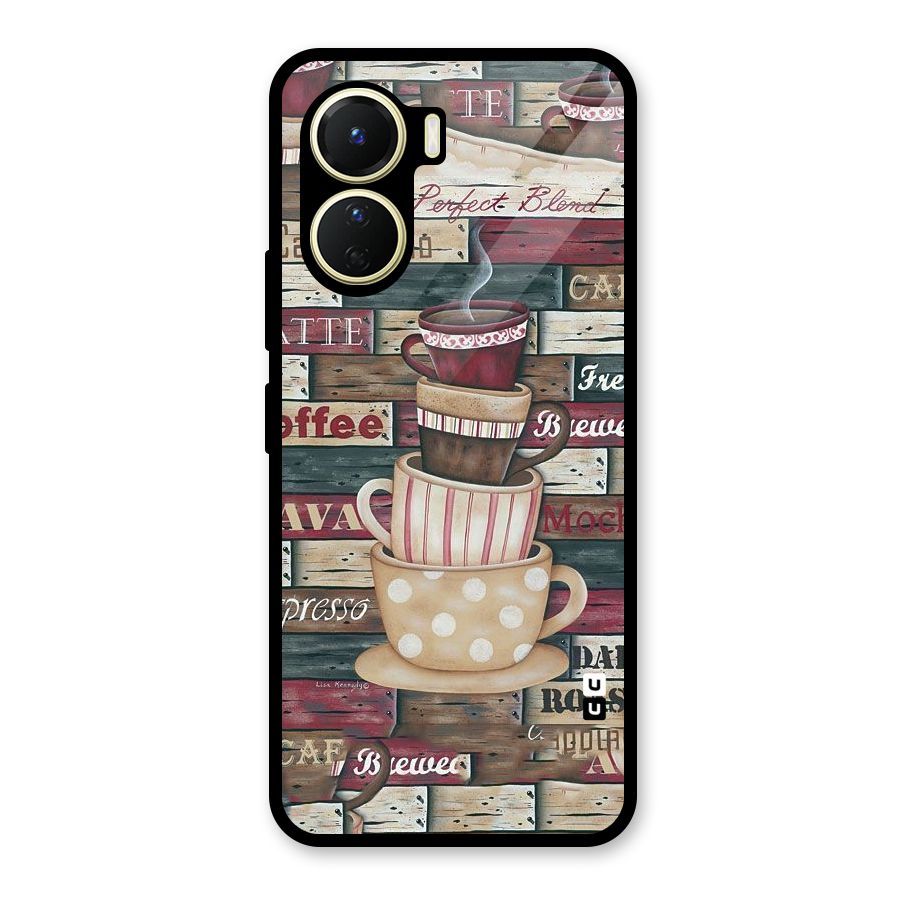 Cute Coffee Cups Glass Back Case for Vivo Y56