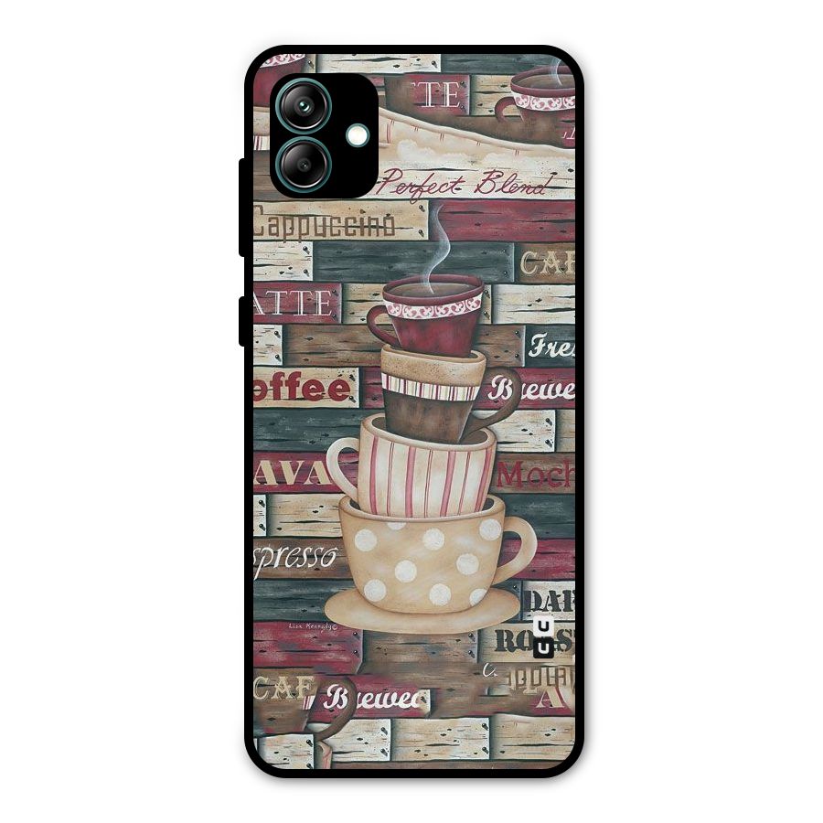 Cute Coffee Cups Metal Back Case for Galaxy A04