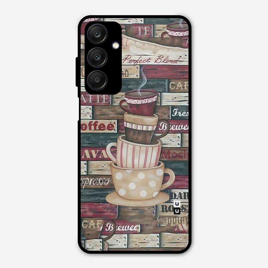 Cute Coffee Cups Metal Back Case for Galaxy A25 5G