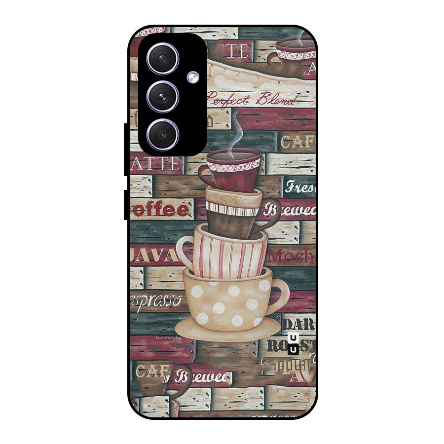 Cute Coffee Cups Metal Back Case for Galaxy A54