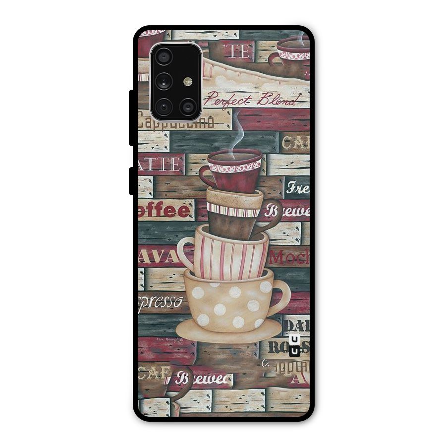 Cute Coffee Cups Metal Back Case for Galaxy A71