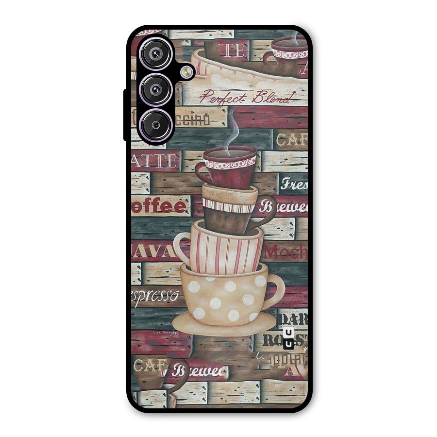 Cute Coffee Cups Metal Back Case for Galaxy M15