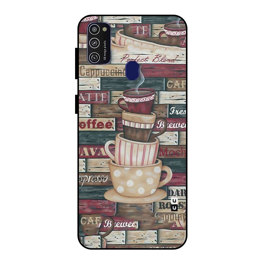 Cute Coffee Cups Metal Back Case for Galaxy M21