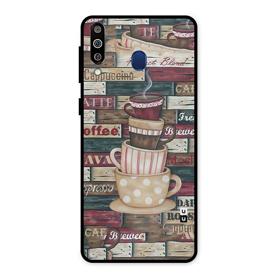 Cute Coffee Cups Metal Back Case for Galaxy M30