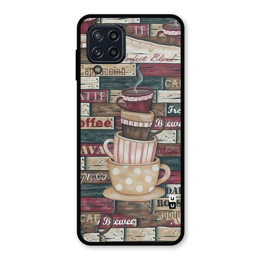 Cute Coffee Cups Metal Back Case for Galaxy M32