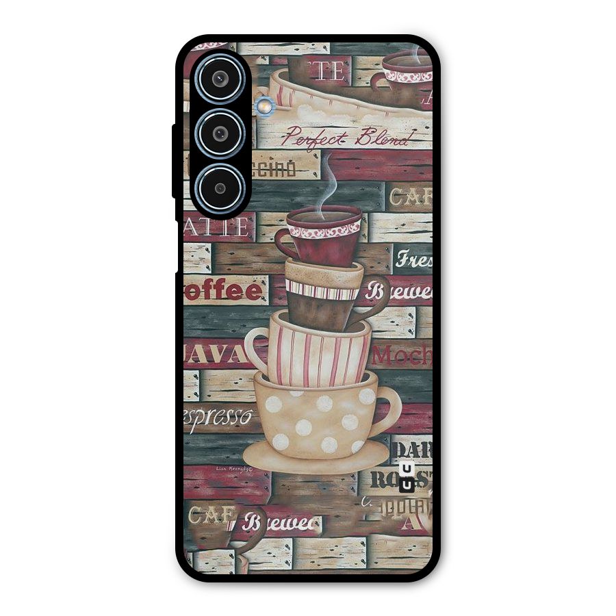 Cute Coffee Cups Metal Back Case for Galaxy M35