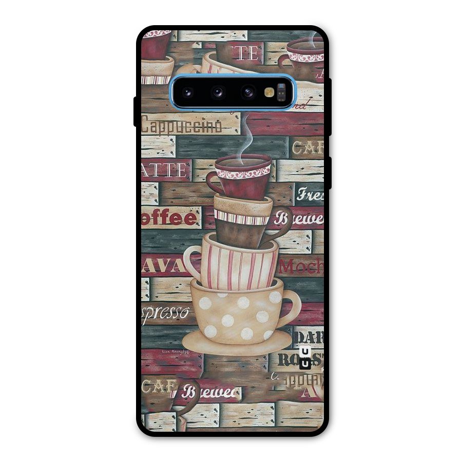 Cute Coffee Cups Metal Back Case for Galaxy S10