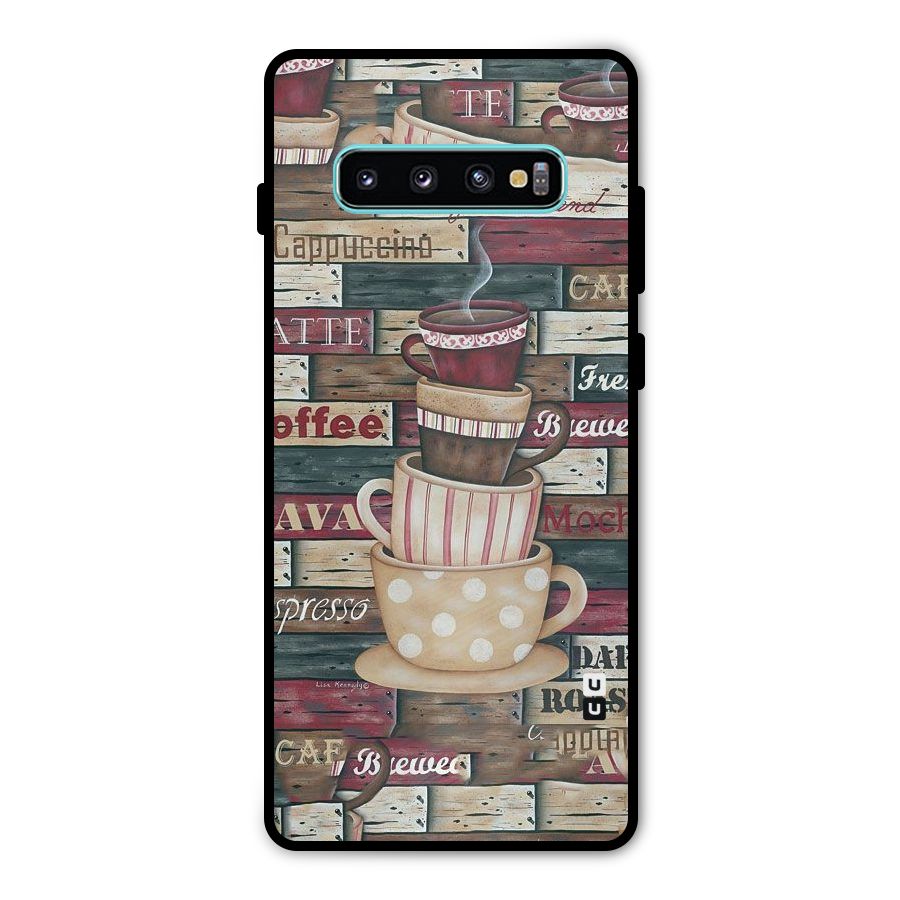 Cute Coffee Cups Metal Back Case for Galaxy S10 Plus