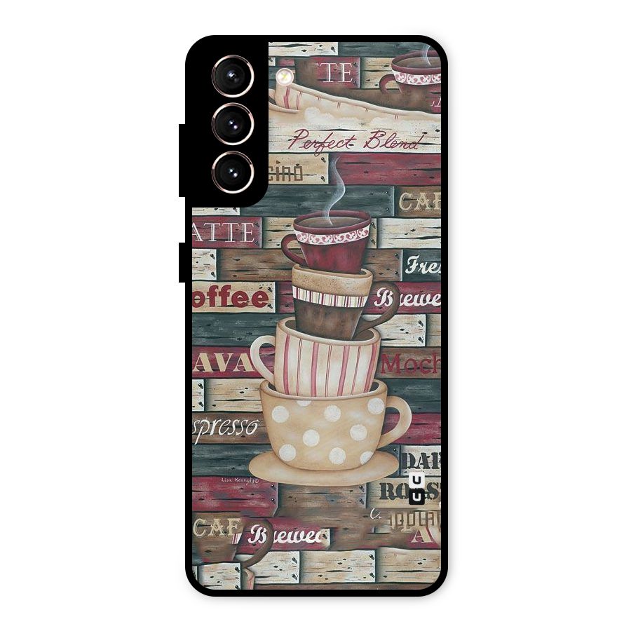 Cute Coffee Cups Metal Back Case for Galaxy S21 5G