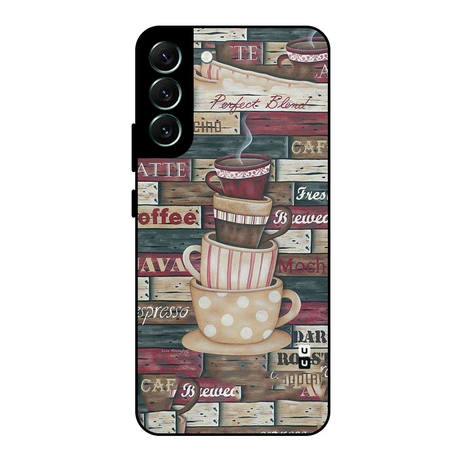 Cute Coffee Cups Metal Back Case for Galaxy S22 Plus 5G