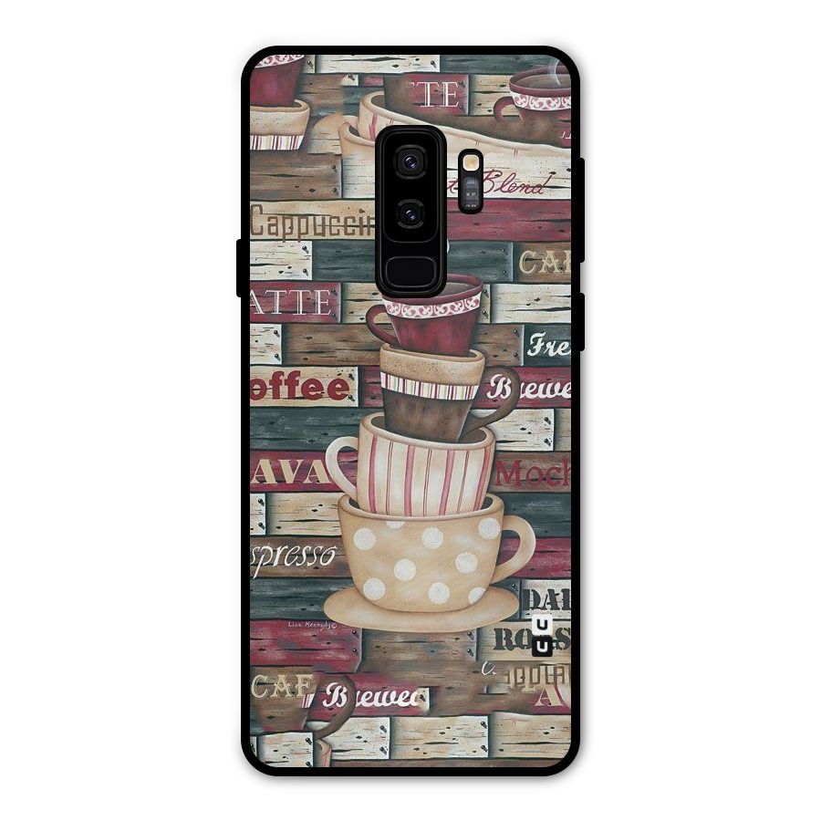 Cute Coffee Cups Metal Back Case for Galaxy S9 Plus