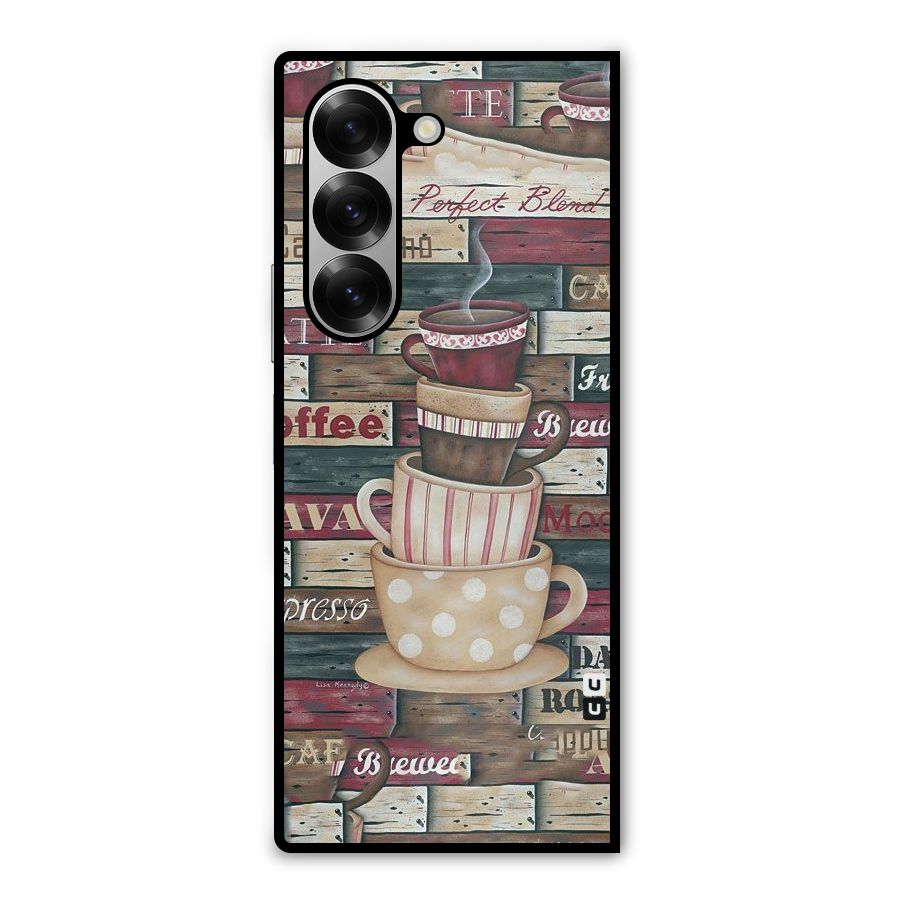 Cute Coffee Cups Metal Back Case for Galaxy Z Fold6