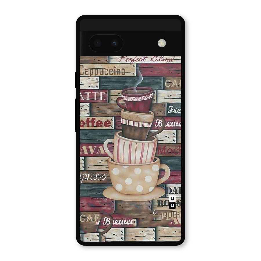 Cute Coffee Cups Metal Back Case for Google Pixel 6a