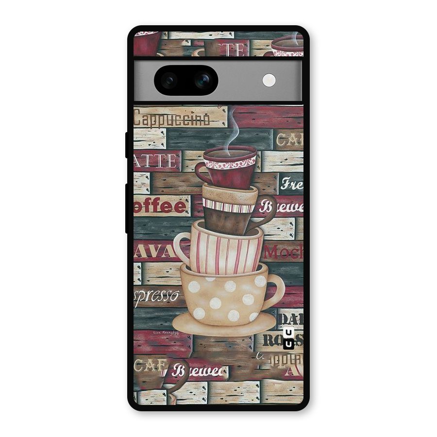 Cute Coffee Cups Metal Back Case for Google Pixel 7a