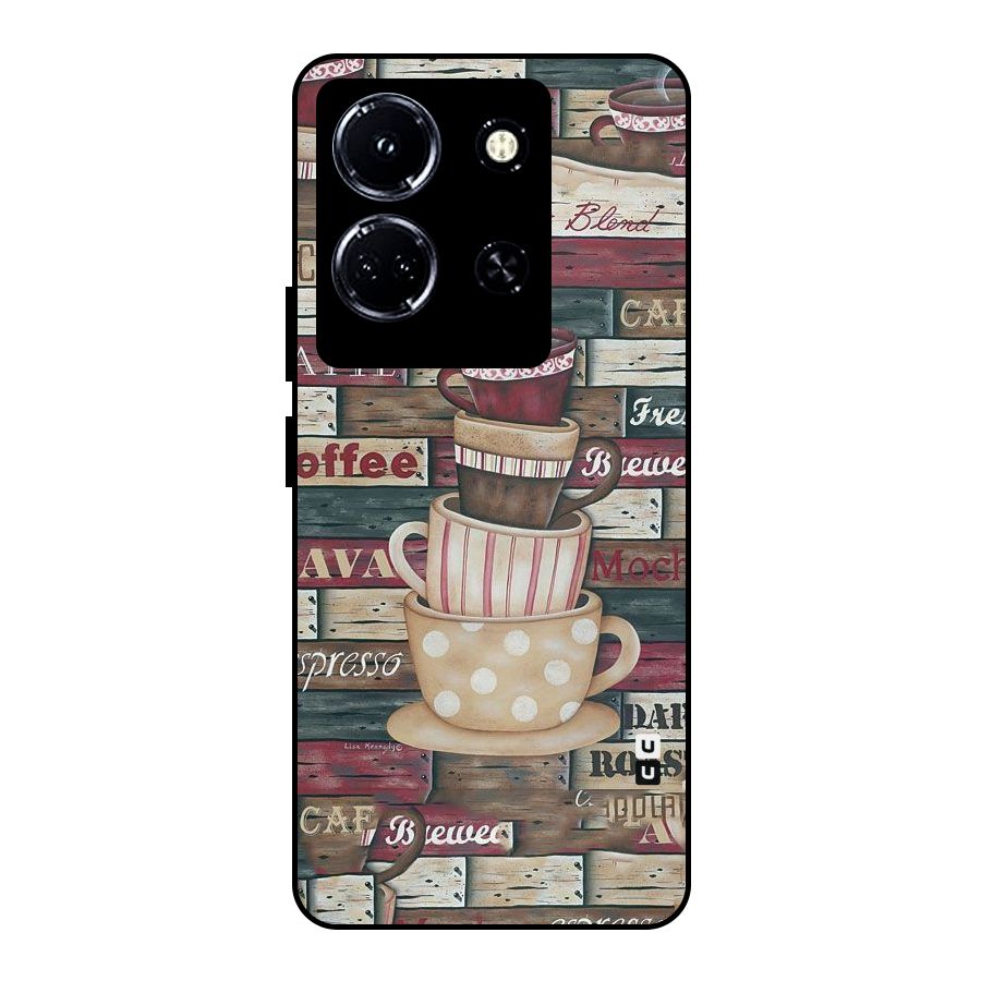 Cute Coffee Cups Metal Back Case for Infinix Note 30 5G