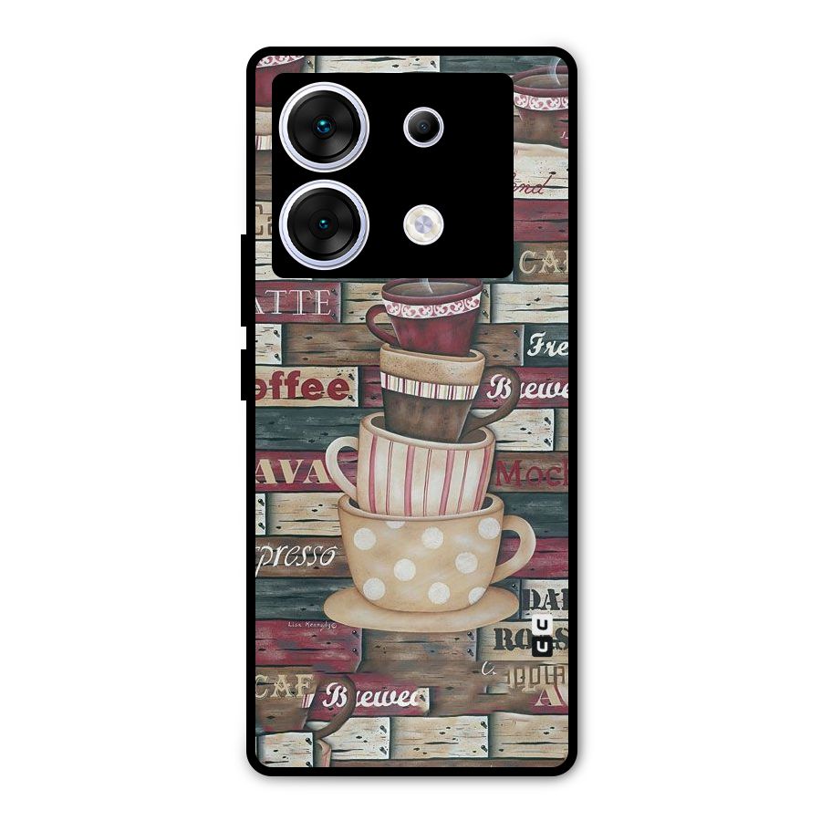 Cute Coffee Cups Metal Back Case for Infinix Zero 30 5G