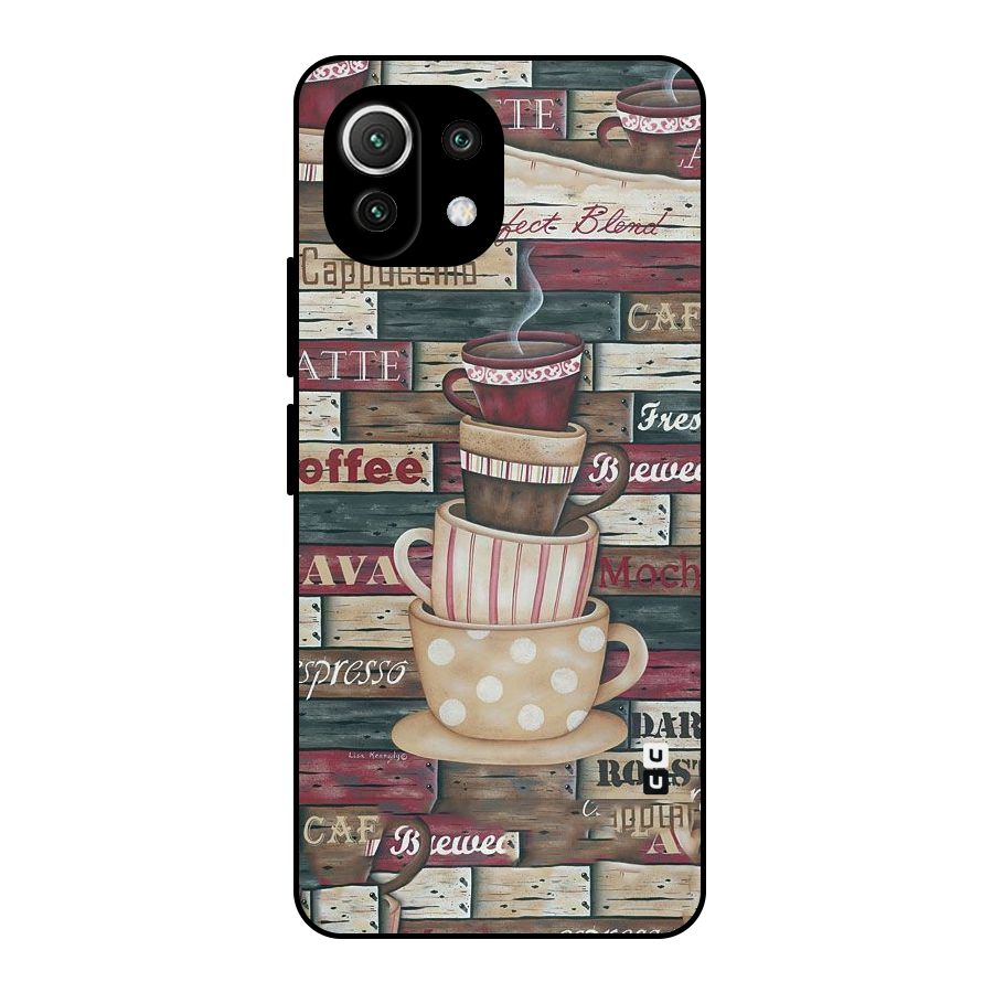 Cute Coffee Cups Metal Back Case for Mi 11 Lite NE 5G