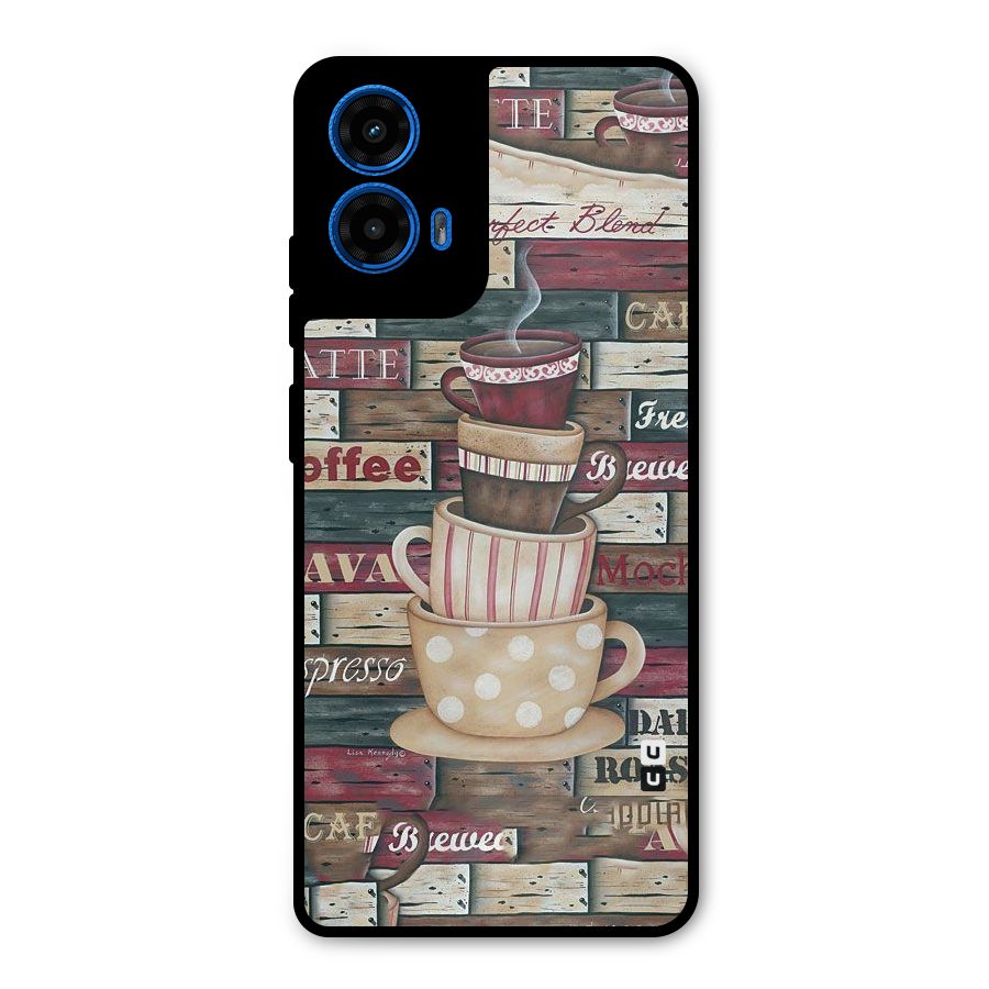 Cute Coffee Cups Metal Back Case for Moto G45