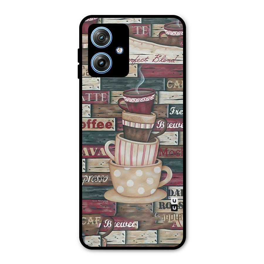 Cute Coffee Cups Metal Back Case for Moto G54