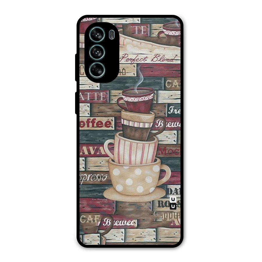 Cute Coffee Cups Metal Back Case for Moto G62