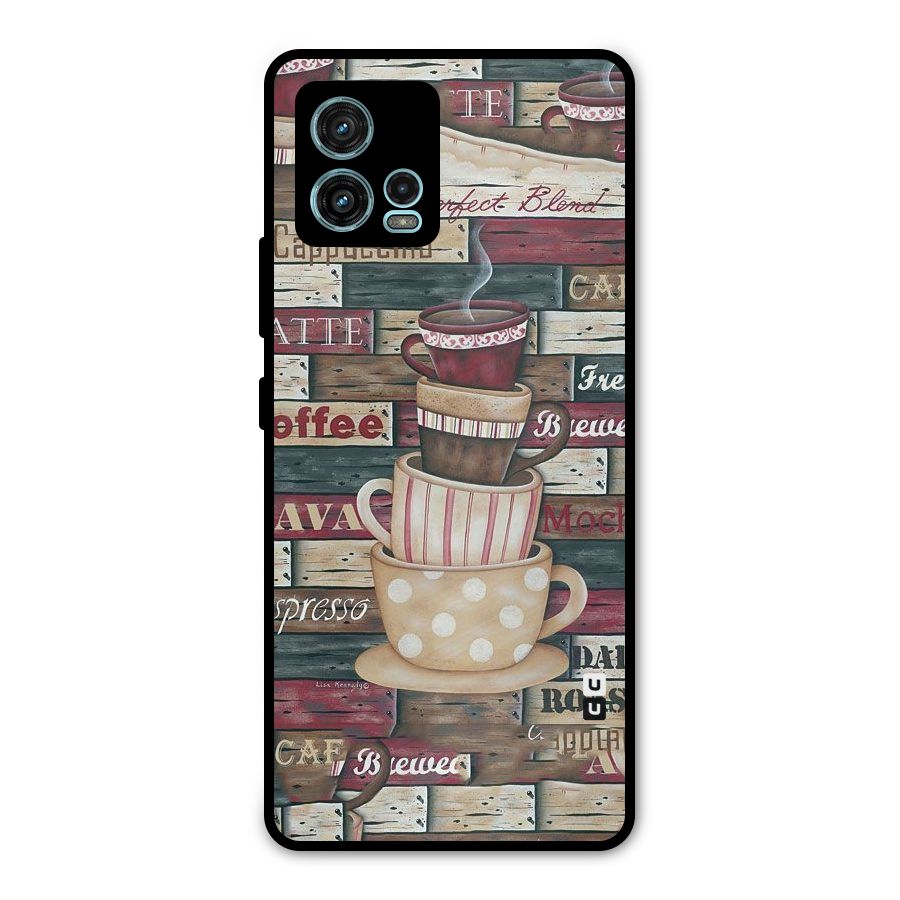Cute Coffee Cups Metal Back Case for Moto G72
