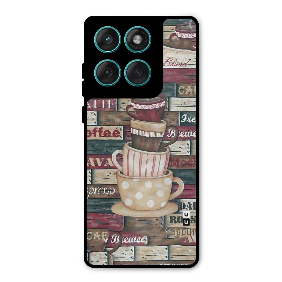 Cute Coffee Cups Metal Back Case for Motorola Edge 60