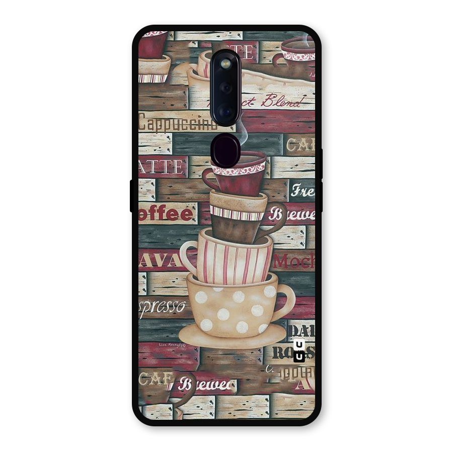 Cute Coffee Cups Metal Back Case for Oppo F11 Pro