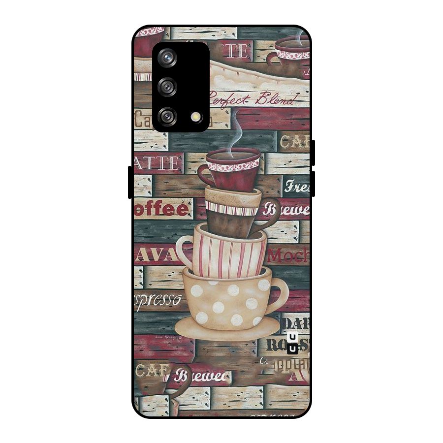 Cute Coffee Cups Metal Back Case for Oppo F19s