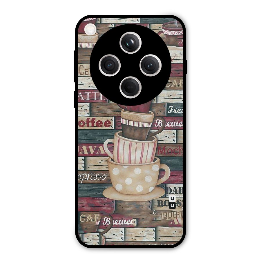 Cute Coffee Cups Metal Back Case for Oppo Find X8