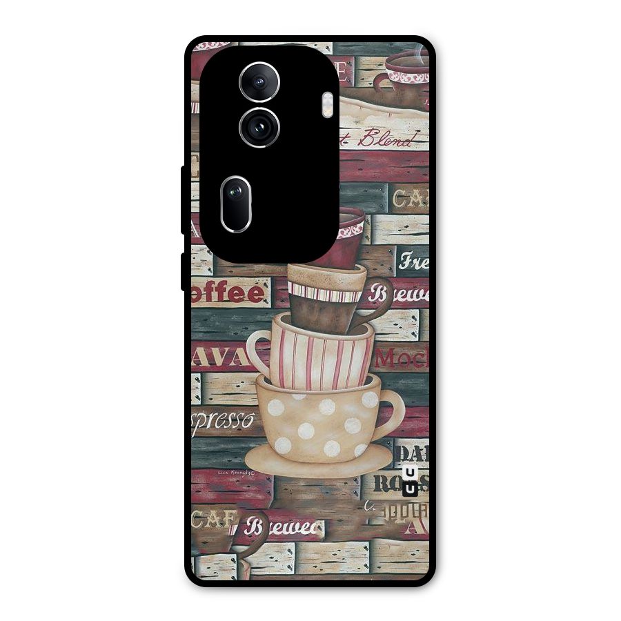 Cute Coffee Cups Metal Back Case for Oppo Reno11 Pro 5G