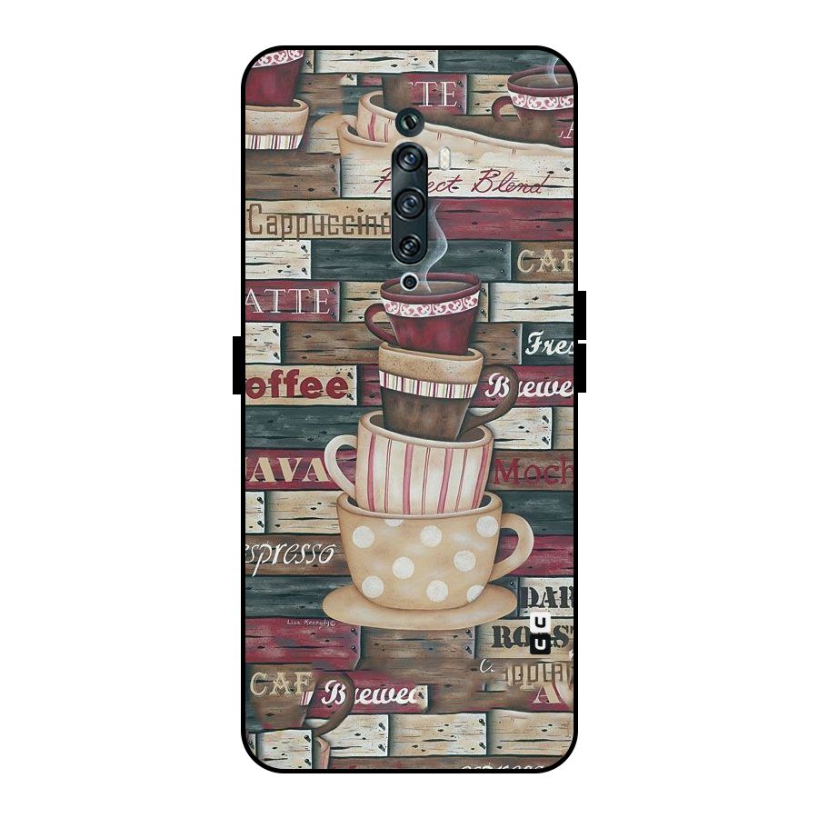 Cute Coffee Cups Metal Back Case for Oppo Reno2 Z