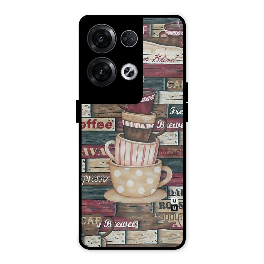 Cute Coffee Cups Metal Back Case for Oppo Reno8 Pro 5G