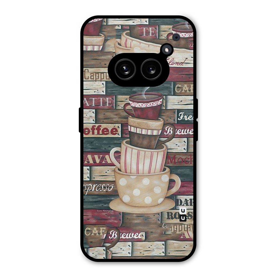 Cute Coffee Cups Metal Back Case for Nothing Phone 2a