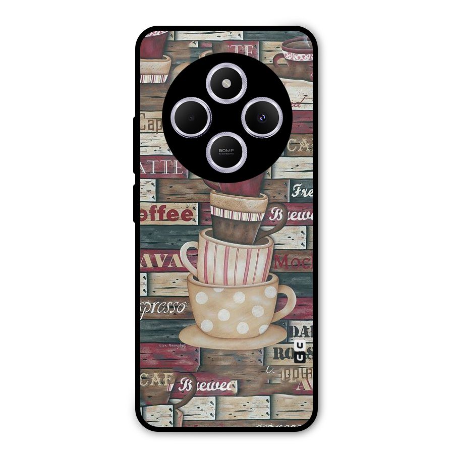 Cute Coffee Cups Metal Back Case for Poco C75 5G