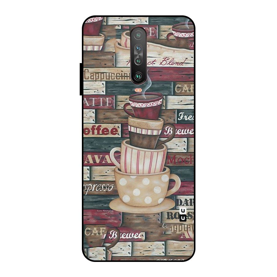 Cute Coffee Cups Metal Back Case for Poco X2