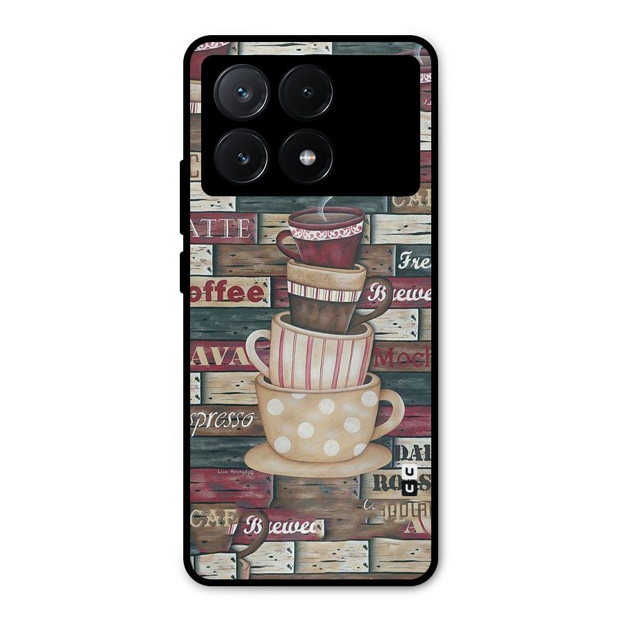 Cute Coffee Cups Metal Back Case for Poco X6 Pro