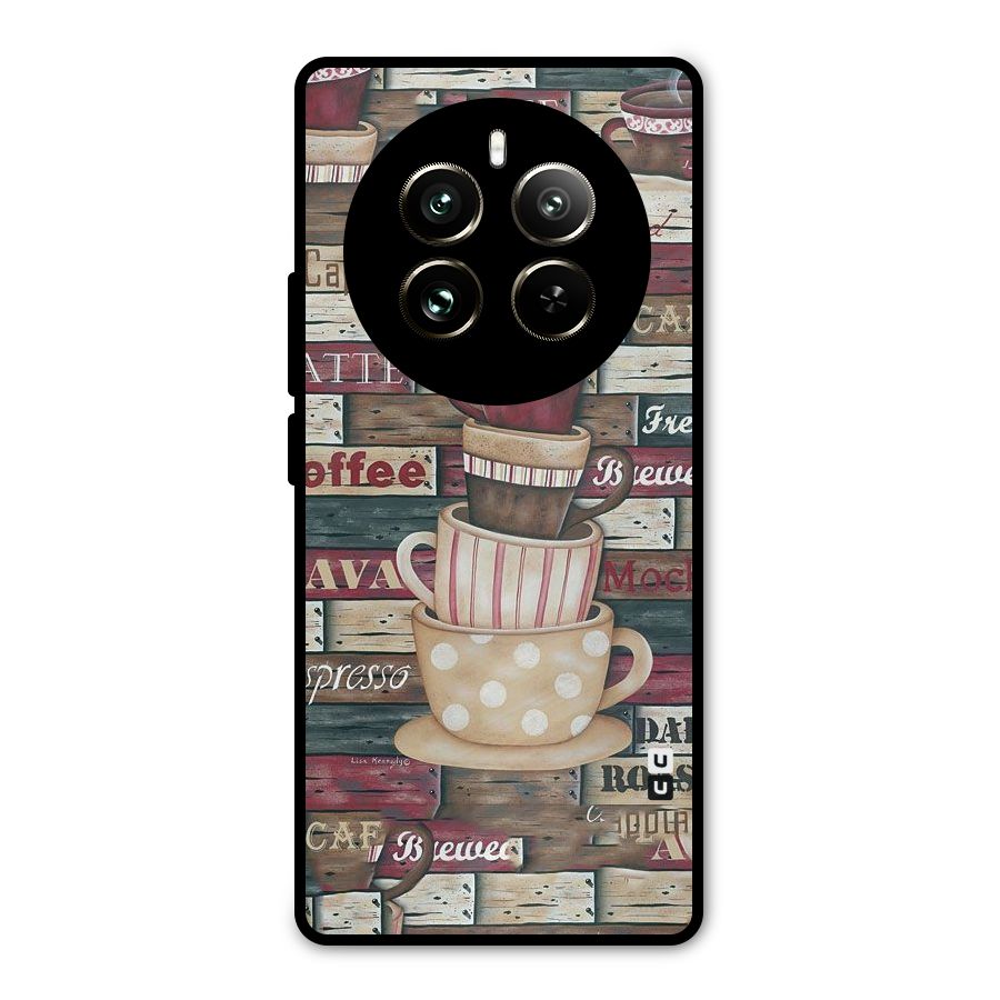Cute Coffee Cups Metal Back Case for Realme 12 Pro