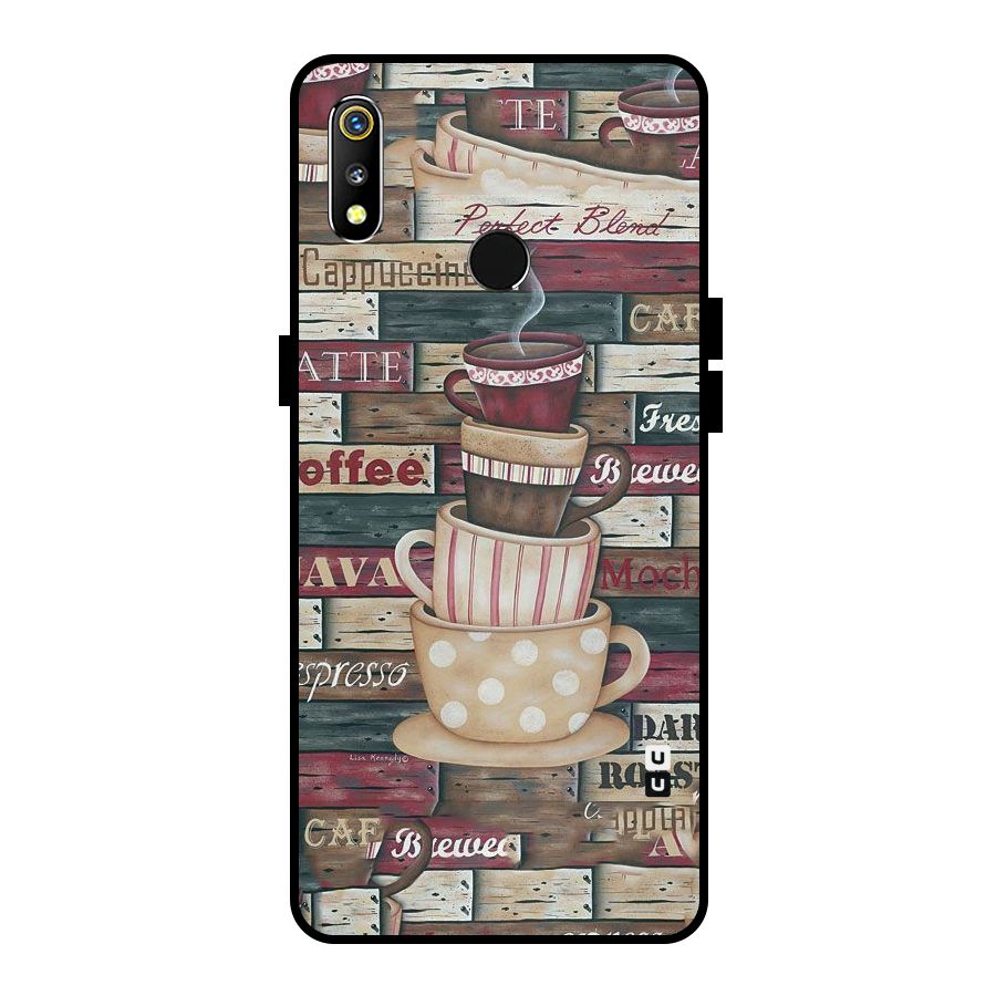 Cute Coffee Cups Metal Back Case for Realme 3i