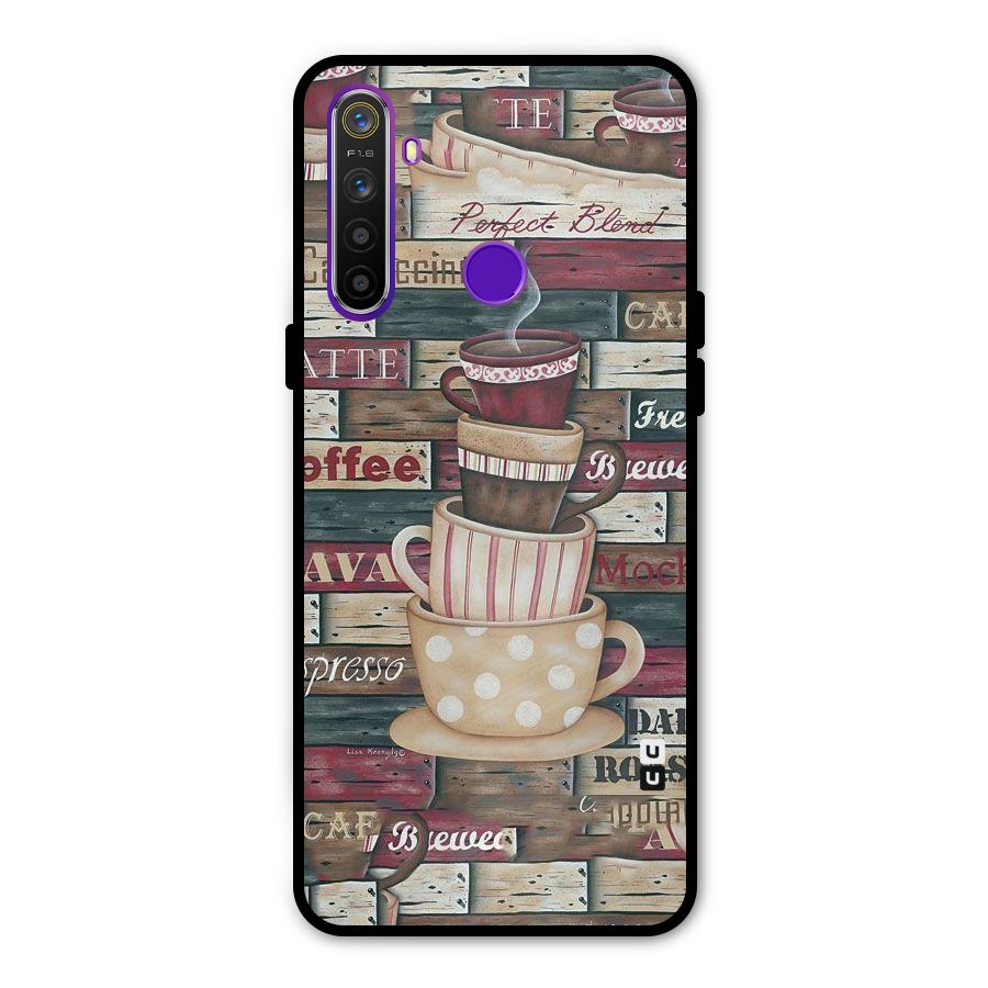 Cute Coffee Cups Metal Back Case for Realme 5i