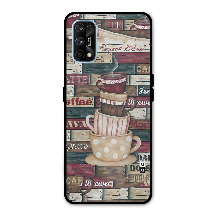 Cute Coffee Cups Metal Back Case for Realme 7 Pro