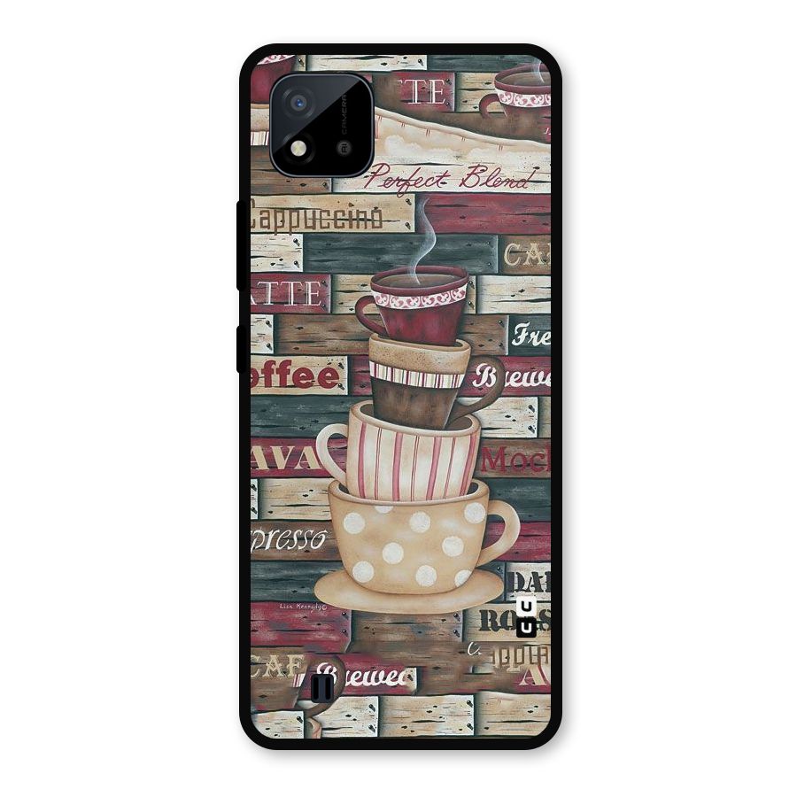 Cute Coffee Cups Metal Back Case for Realme C11 2021
